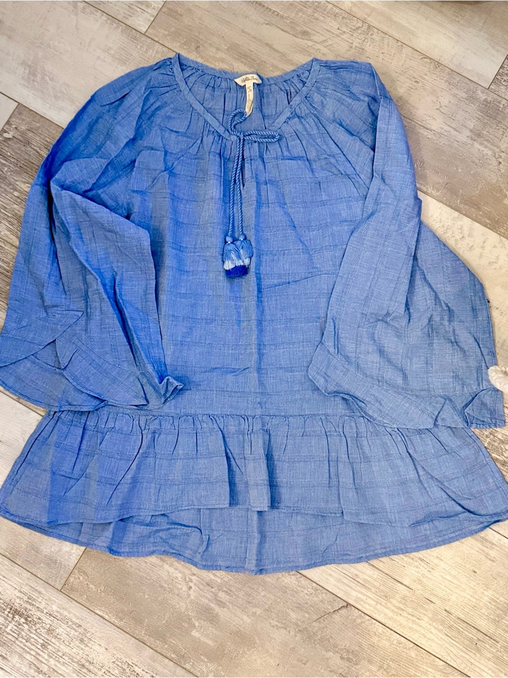 Matilda Jane Light Blue Tie-Neck Ruffle Top